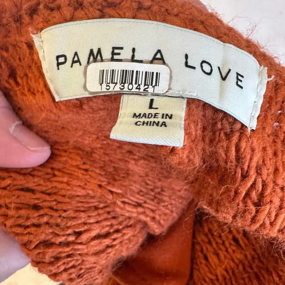 Pamela Love Clay Brown Crochet Maxi Dress LARGE Sweater Fringe Designer $395 - Picture 12 of 13